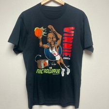 Rare 80s Vinnie Johnson Microwave T-Shirt - black and red  