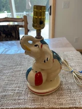Vintage Shawnee Circus Elephant  Childs Children 10" Pottery Lamp