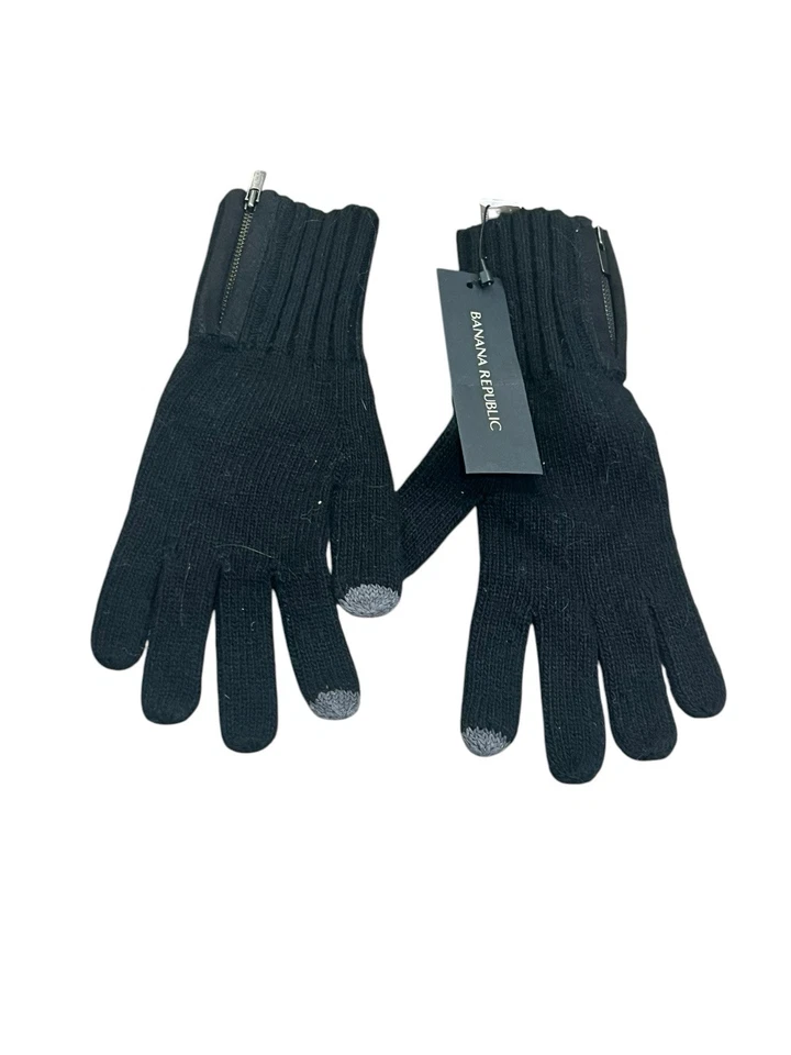 GUANTES MUJER BANANA REPUBLIC NEGRO LANA MERINO HILO ITALIANO CREMALLERA MENSAJES DE TEXTO NUEVOS CON ETIQUETAS Foto 3 de 4