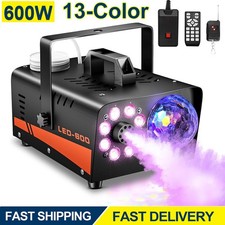 600W Fog Machine Smoke Machine w/ Disco Ball Lights 3000CFM 13-Color LED Effects