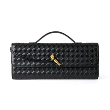 Women's Leather Woven Crossbody Bag - Evening Clutch Formal Handbag Purse