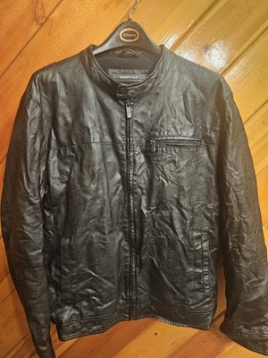 Kenneth Cole REACTION Mens Leather Bike JACKET Size L Full Zip