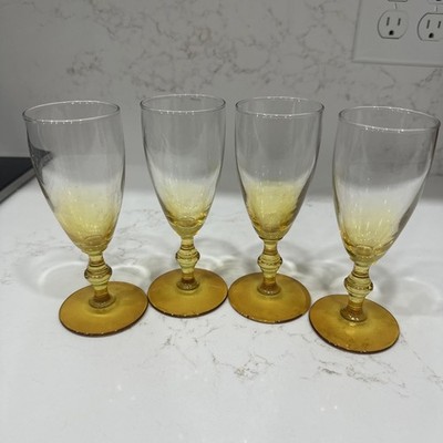 Forever Amber Whiskey Sour Wine Glasses VTG 1960 s 4 Oz Libbey Glasses Set Of 4