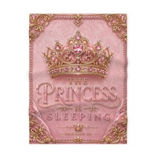 Baby Girl Fleece Blanket  The Princess Is Sleeping  Pink Royal Nursery