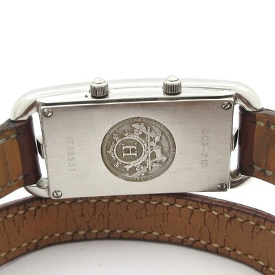 HERMES Cape Cod Double Tour CC3-210 1****** Silver Dark Brown Wrist Watch HERMES Cape Cod Double Tour CC3-210 1****** Silver Dark  main image 3