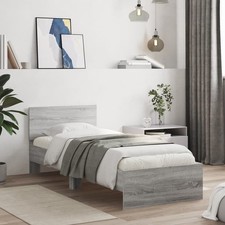 Bed Frame without Mattress with Headboard Grey Sonoma 90x190 cm Single