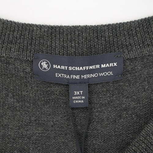 Hart Schaffner Marx Men's Sweater V Neck 3XT Gray Solid Merino Wool NWT $89.50 - Picture 4 of 9