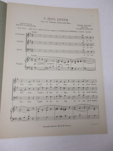 Cesar Franck O Jesus Saviour Vocal Trio & Organ Soprano Tenor Voice Sheet Music - Picture 2 of 3