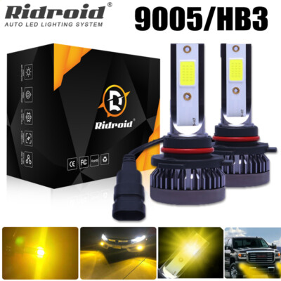 #ad Mini 9005 HB3 LED Headlight Bulbs Hi Low Beam 3000K Yellow Light Fog Lights Lamp $10.99