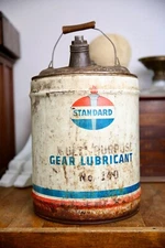 Vintage Standard Oil Gear Lubricant 5 Gallon Metal Advertising Oil Gas Can empty