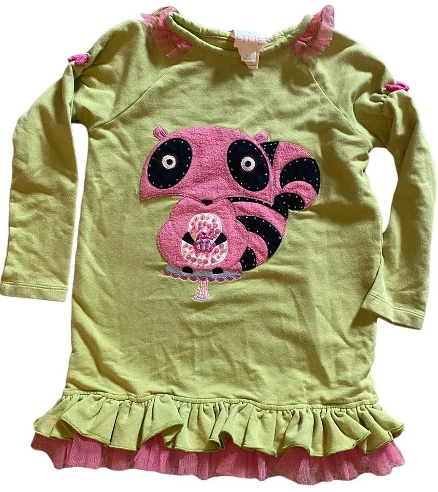 Conjunto Top Pantalones Vestido Lemon Loves Lima Volantes Niñas 5 6 Mapache Verde Rosa Foto 3 de 4