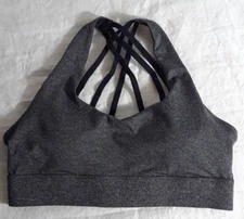 Nine Bull Criss-Cross Strappy Back Sport Bra Women Large Gray Removable Padded