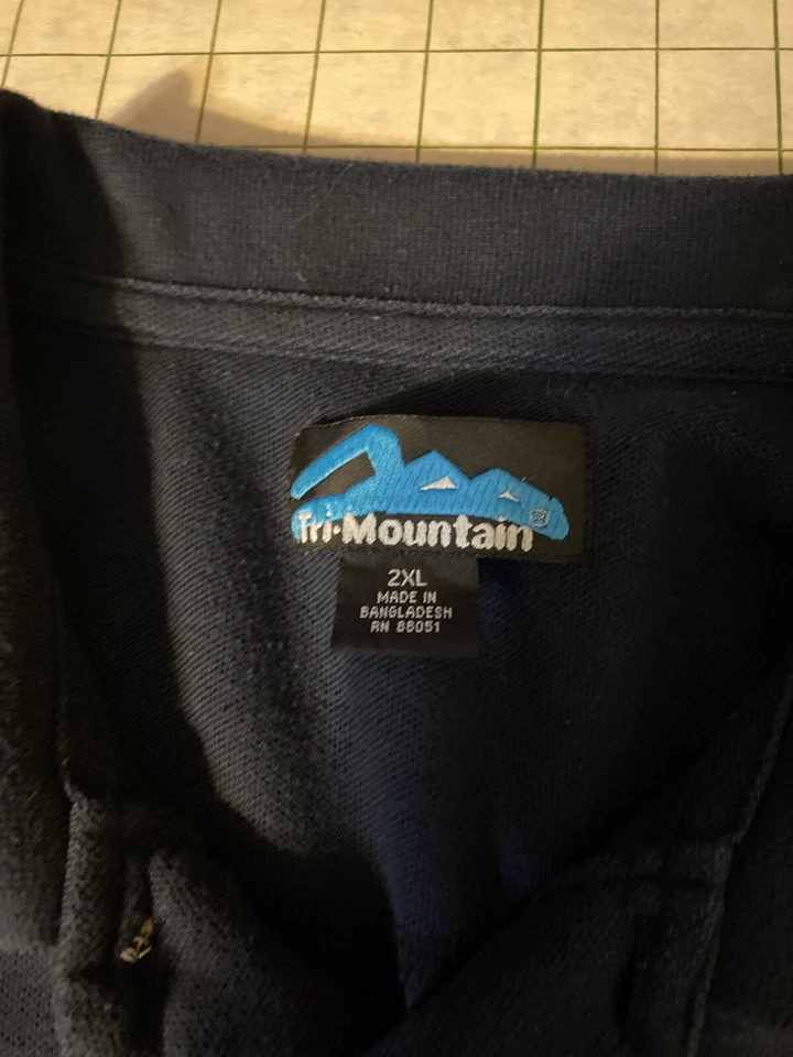 Camisa para hombre Tri-Mountain 2XL manga larga azul oscuro Bradley Combat Systems parche Foto 3 de 4