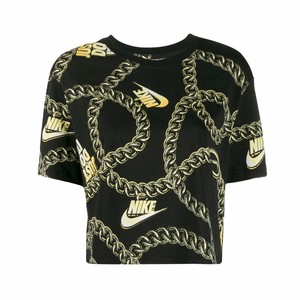 nike black and gold crop top