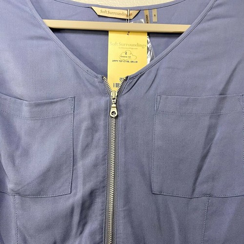 Blusa túnica Soft Surroundings talla pequeña azul con cremallera top manga larga cremallera completa - Imagen 5 de 9