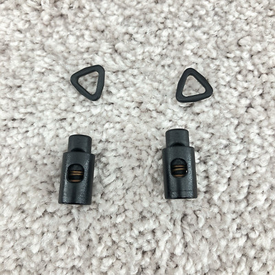 Columbia Drawstring Cord Locks 2 Pack Spring Loaded Black Barrel Type Toggle