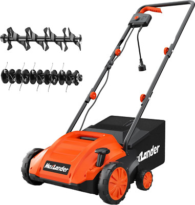 Powerful 2-in-1 Electric Dethatcher & Scarifier with Depth Adjustment & Collecti
