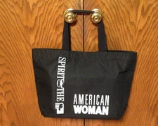 Vintage Tote Bag 1980's Spirit Of The American Woman Large Black Carryall 