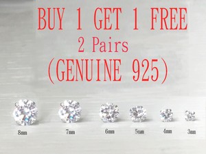 925-Sterling-Silver-Earring-Men-Women-2PC-Round-Cut-Clear-Cubic-Zirconia-Stud-CZ