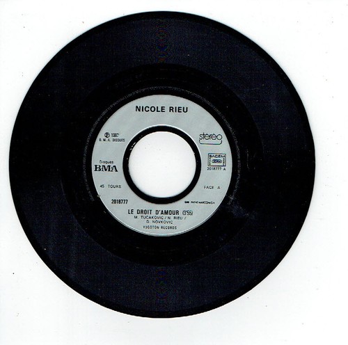 Nicole DE RIEU Vinyle 45T 7" LE DROIT D'AMOUR -JUSQU'AU SOLEIL -BMA 2018777 RARE - Picture 2 of 3