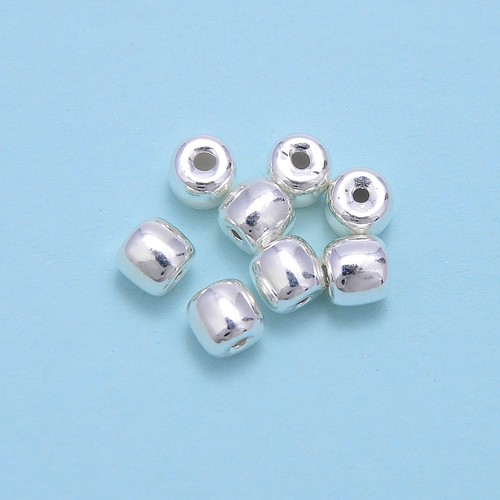 925 Sterling Silver Barrel Beads Size 5x6mm 5 Pieces Per Bag - Picture 3 of 3