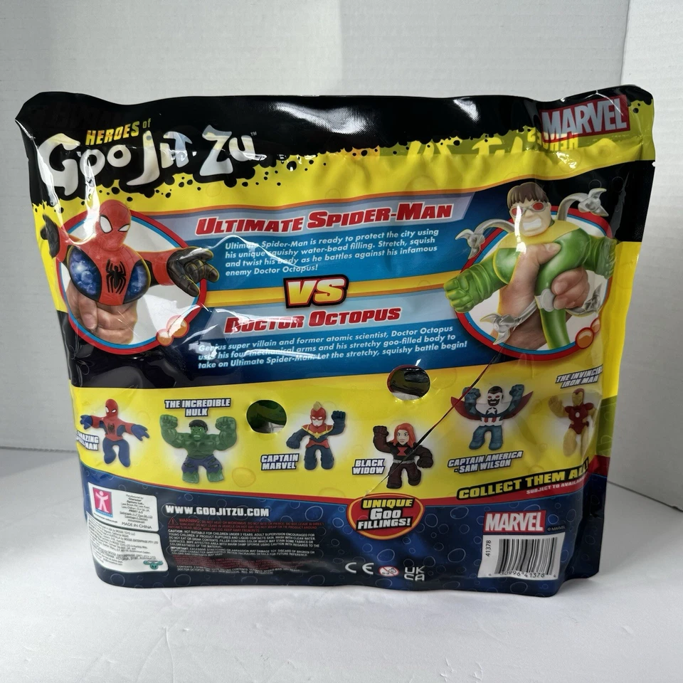 Goo Jit Zu Marvel Vs Pack Iron Spider Man vs Dr Octopus NUEVO, Paquete Ligero Desgarro Foto 3 de 4