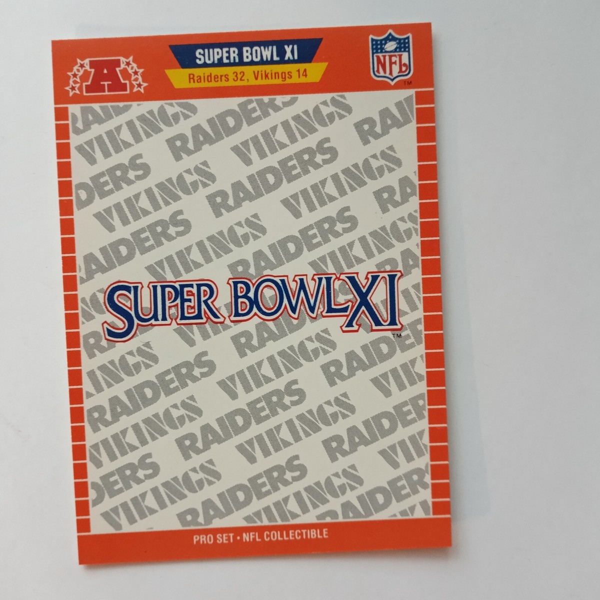 1989 Pro Set SB Logos #XI Super Bowl XI Raiders Vikings