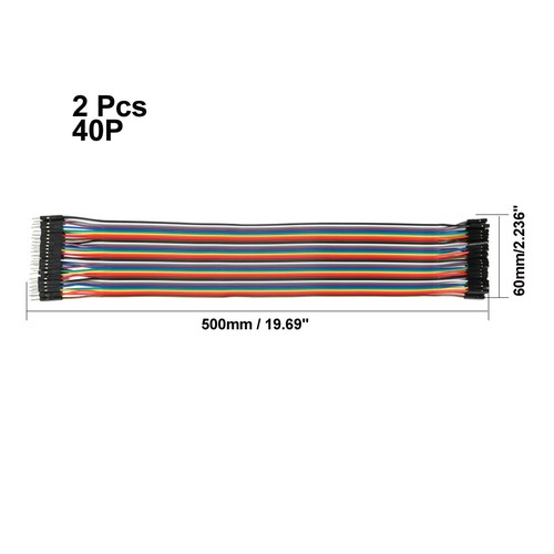 Câbles Ruban 40 Broches Male-Male 2,54mm - Lot De 2, 50cm Chacun, Pour Breadboard Et Prototypes