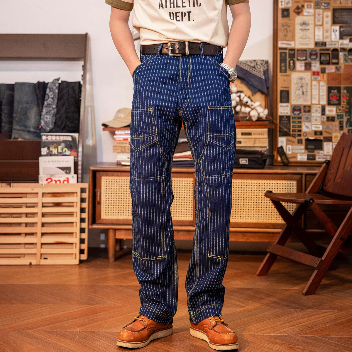 Red Tornado Derrickman Indigo Wabash Trousers Vintage Red Tornado Derrickman Indigo Wabash Trousers Vintage