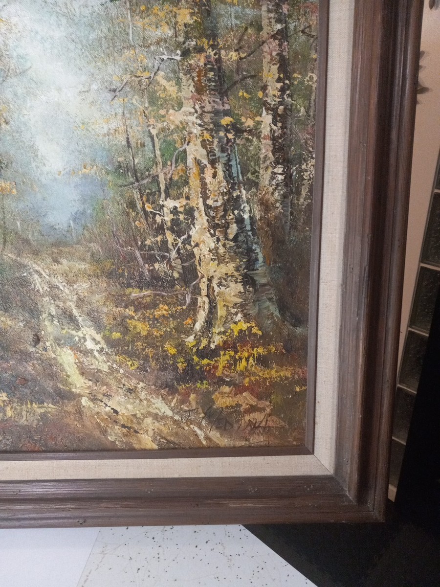 J. Medina Original Forest Oil On Canvas Framed and Signed. 15x 19
