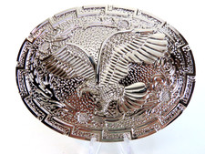 Flying Eagle Silver Tone Ornate Metal Belt Buckle Oval New