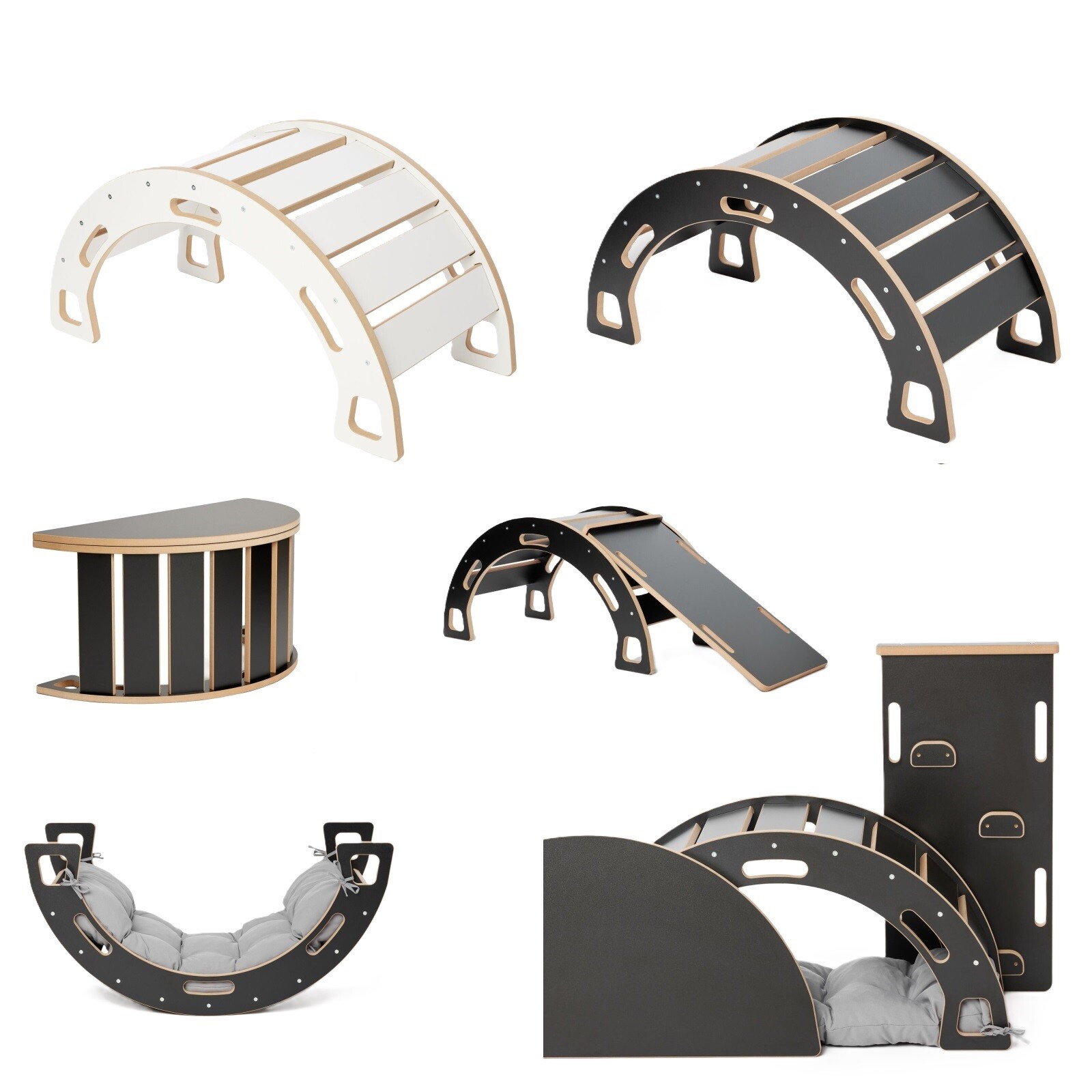 Kletterbogen Rutsche Kissen Tischplatte Wippe Holz Rampe Montessori GD-0062