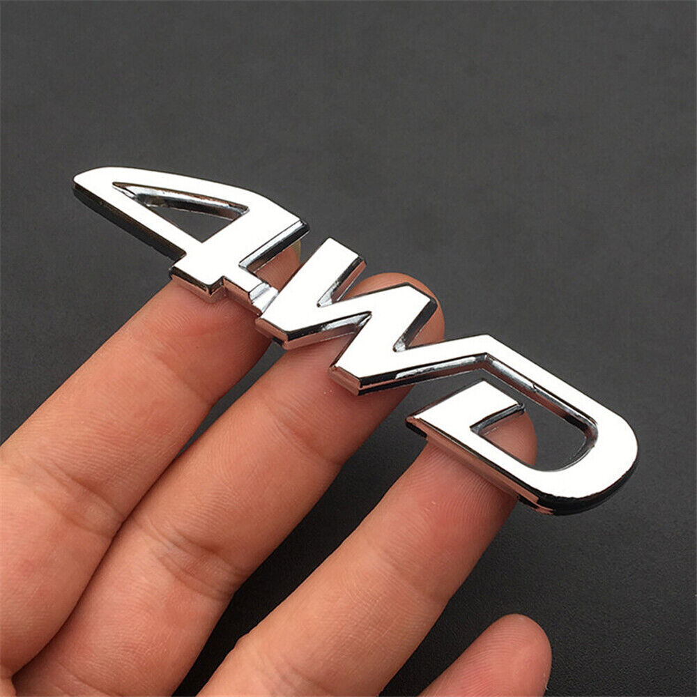 Chrome 4WD Badge Emblem Sticker for Car Fender DIY Decoration