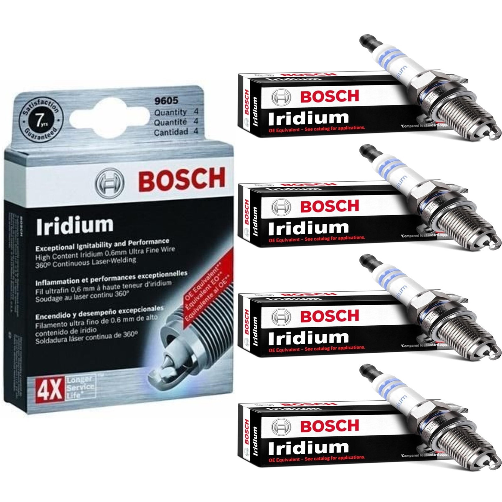 4 pcs Bosch Double Iridium Spark Plugs For 2015-2017 HYUNDAI SONATA L4-1.6L