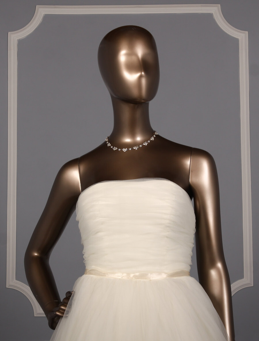 SAREH NOURI Ivy Embroidered Tulle Strapless Ballgown Ivory Wedding