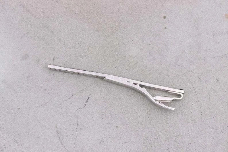 Vintage Round Cut Garnet Fantastic Men's Tie Clip In Solid 935 Argentium Silver - Image 2 of 4