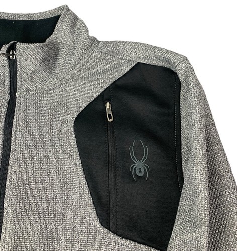 Chaqueta polar Spyder Raider para hombre cremallera completa, tejido gris jaspeado, talla grande, NUEVA - Imagen 6 de 14