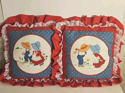 Vintage rotes Kissen Sonnenhaube Sue Overall Sam 2er Set Grandmacore