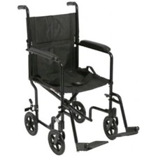 DRIVE MEDICAL ATC17-BK 17" ALUMINUM TRANSPORT LIGHTWEIGHT WHEELCHAIR BLACK