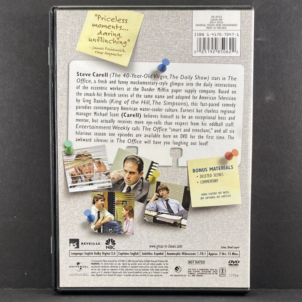 THE OFFICE SEASON 1 DVD 2005 Steve Carell Jenna Fischer John