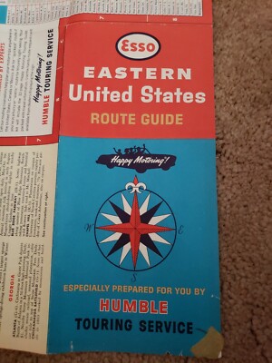 Vintage 1964 Esso Road Map Eastern United States Featuring Interstate Hwy System