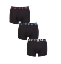 Jeff Banks Men's 3 Pack Black Cotton Trunks - All Black (Y4600)
