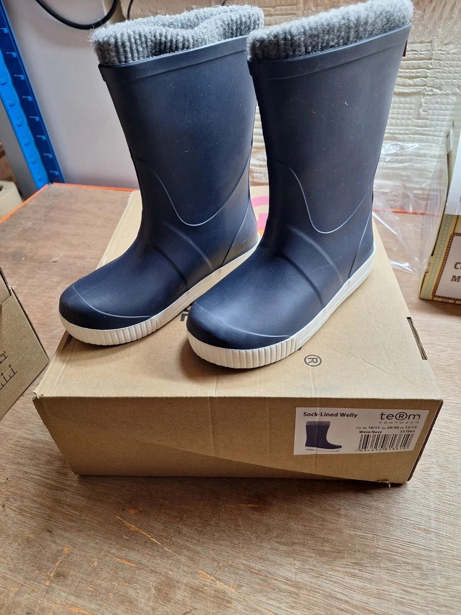 Go Kids Term Sock Lined Childrens Wellies Blue New UK 10 11 EU 29 30