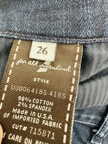 7 For All Man Kind Jeans Damen Gr. 26 Straight Leg Low Rise Blau Tasche Unikat - Bild 6 von 9