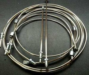AUSTIN HEALEY 3000 BN7/BT7/BJ7, NON SERVO - POLISHED CUPRO NICKEL BRAKE PIPE SET - Picture 1 of 5