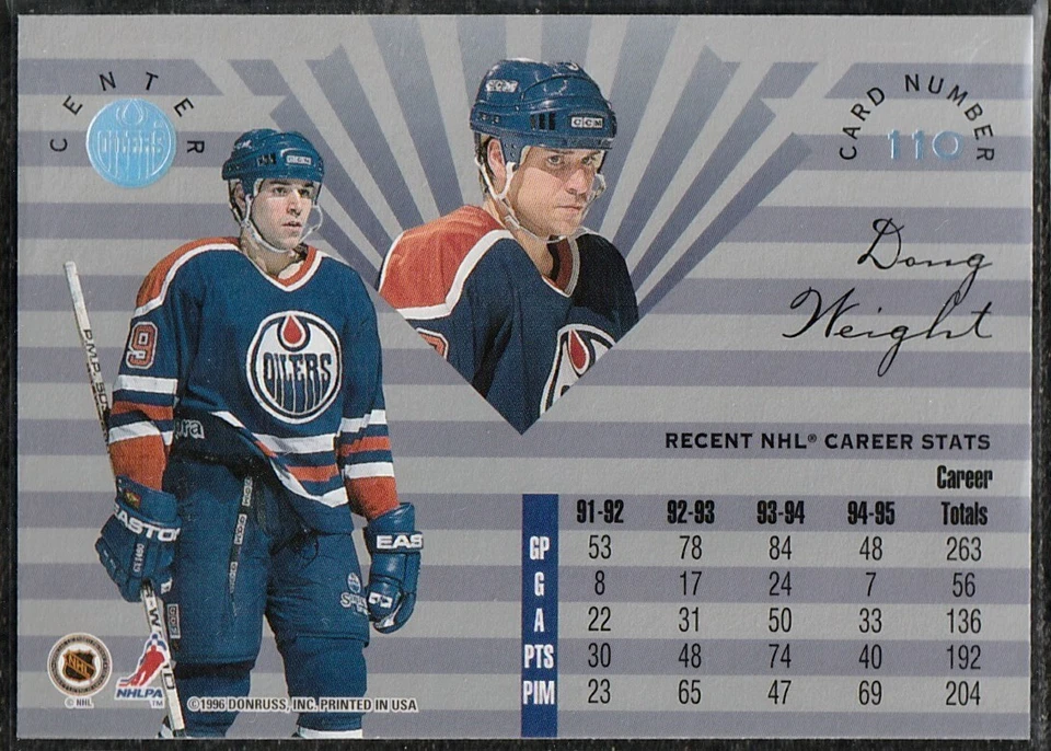  Doug Weight 1996-96 Leaf Limited Hockey Card#110 Edmonton Oilers  - Image 2 of 2