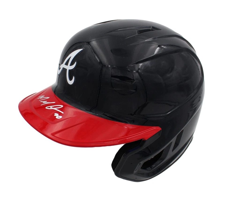 Casco firmado por Marcell Ozuna Atlanta Braves Rawlings Mach Pro MLB Foto 2 de 3