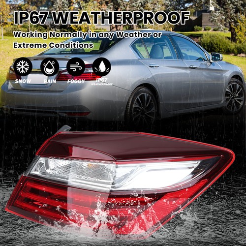 Tail Light For 2016 2017 Honda Accord Sedan 4-Door Outer Right Side W/bulb - Picture 5 of 5