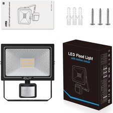 CLV 35W Plug in Security Lights with Motion Sensor, Upgrade 30W Led Floodligh...