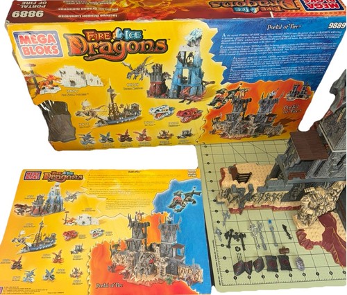 Mega Bloks Fire & Ice Dragons Portal of Fire #9889 Incomplete In Box & Manual - Picture 7 of 14